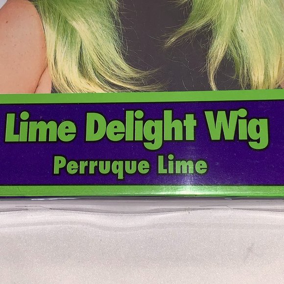 Rubie's Lime Delight Tri-Color Long Hair Wig Black Green & Yellow New Old Stock - Picture 6 of 6